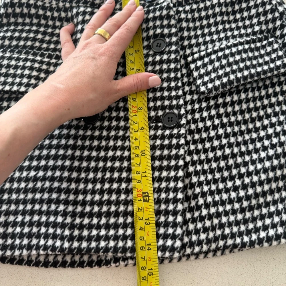 Black White Houndstooth Cropped Blazer & Skirt Set Size S Thick Material - Picture 16 of 16